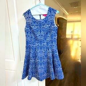 Betsey Johnson Blue and White Patterned Dress